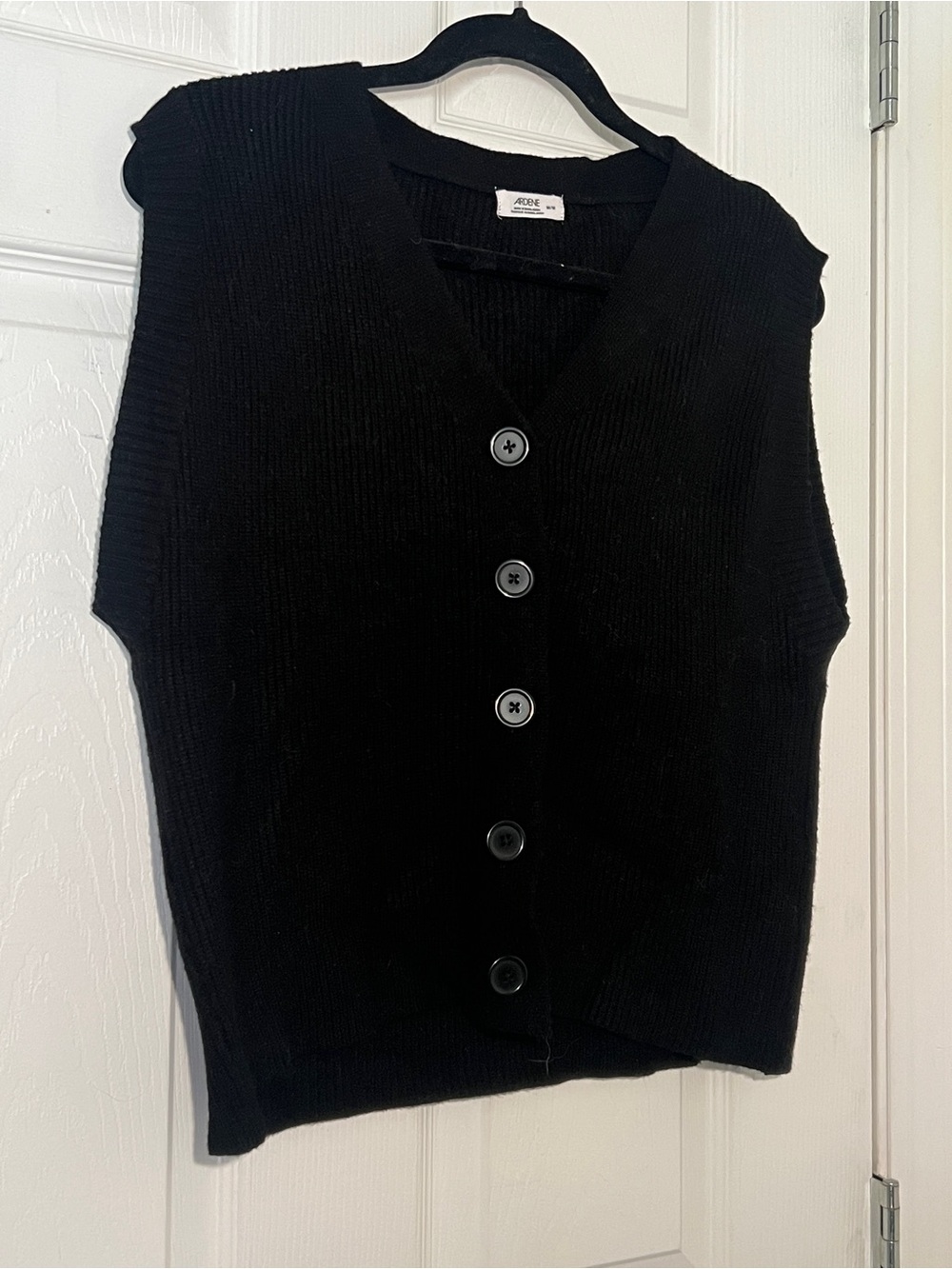 Black Knit Button-Front Sweater Vest